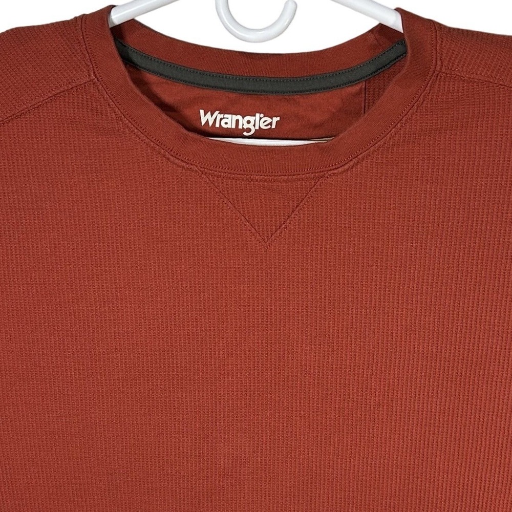 Wrangler Shirt‎ Men's Long Sleeve Waffle Knit Crew Neck Thermal Orange Size 2XL